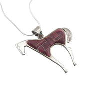 Amethyst oyster shell inlay horse pendant necklace and earrings set