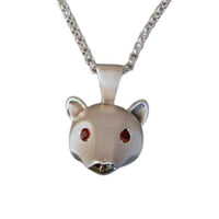 Grizzly Bear Pendant in Sterling Silver with colored eyes