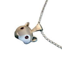 Grizzly Bear Pendant in Sterling Silver with colored eyes
