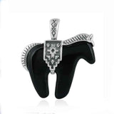 Black or White Horse Pendant Necklace
