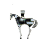 Black and White Inlay Horse Necklace and Earrings Set