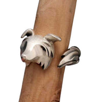 border collie ring in sterling silver