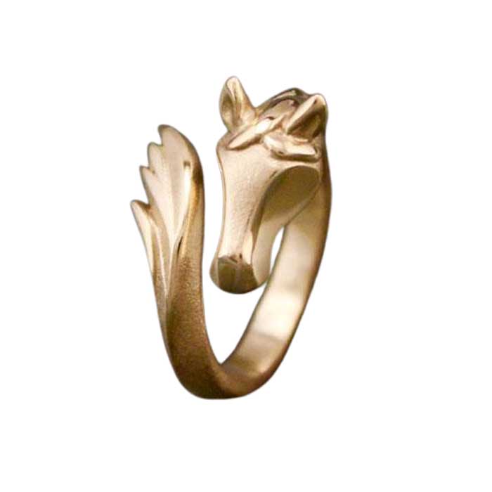Horse Head and Tail Ring in Bronze