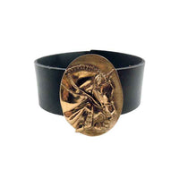 Classic Jumping Horse Bracelet Bronze on Leather