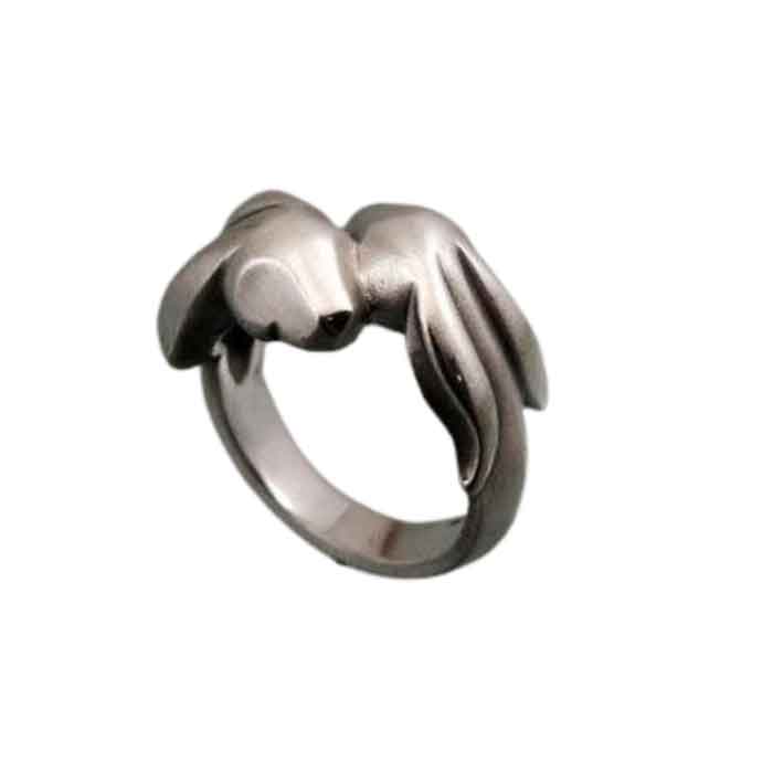 Lopp Eared Bunny Rabbits Ring sterling silver
