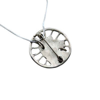 back of Carriage Horse Pendant Necklace in Sterling Silver  with pin backing
