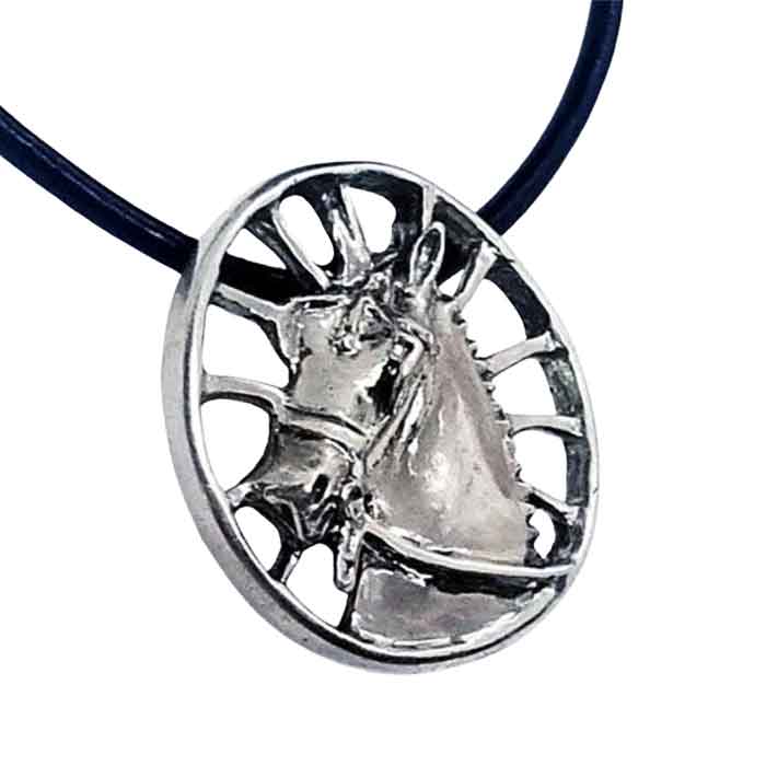 Carriage Horse Pendant Necklace in Sterling Silver 