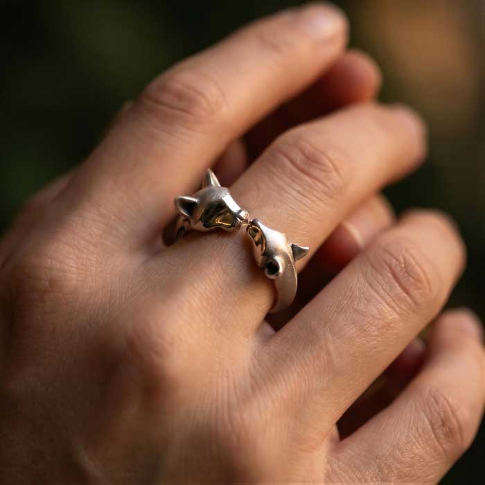 Cat and Mouse Ring in Sterling Silver 