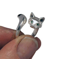 Forrest Cat Ring sterling silver with green emerald eyes