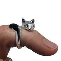 Forrest Cat Ring sterling silver with green gemstone eyes