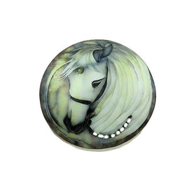 Cloisonne White Pony Pendant Pin