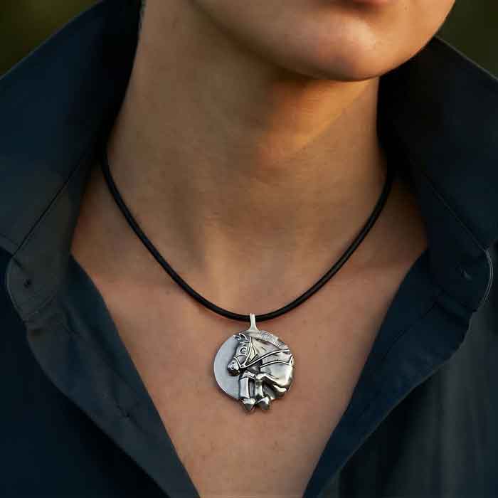 Cross Country Jumper Pendant Necklace sterling silver on horse lover