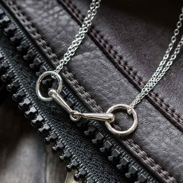 Double Reins Snaffle Horse Bit Necklace Sterling Silver