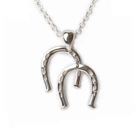 Double Horseshoe Pendant Necklace Sterling Silver