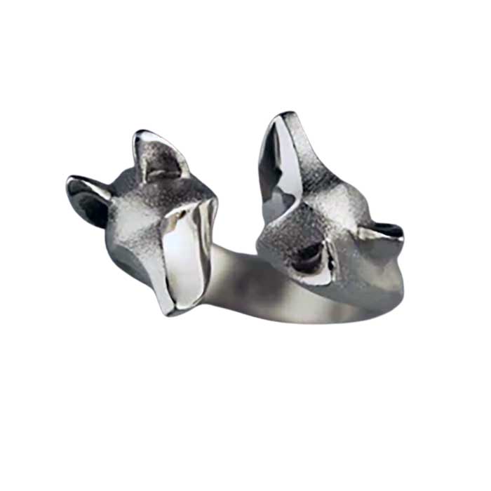 double shepherd ring sterling silver view from top