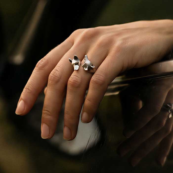 double shepherd ring sterling silver shown on hand