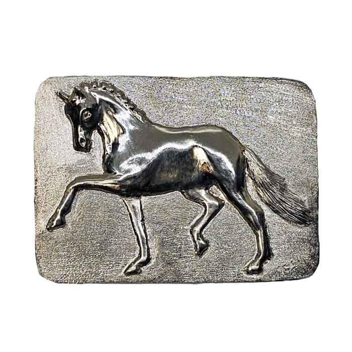 Elegant Trotting Horse Belt Buckle Silvertone