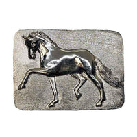Elegant Trotting Horse Belt Buckle Silvertone