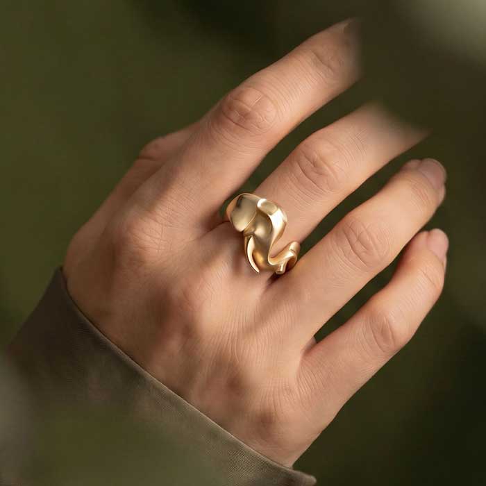 Elephant Ring in Bronze shown on womans hand