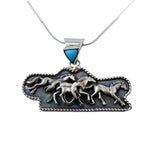 Family of Horses Sterling Silver Pendant Necklace