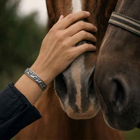 Flowing Horses Cuff Bracelet - sterling silver on the wrist of a horse lover