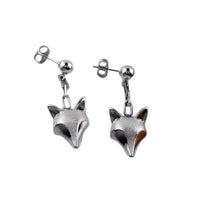 Fox Head Dangle Earrings Sterling Silver
