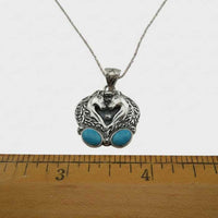 Gemini Horses with Turquoise Pendant Necklace size with ruler