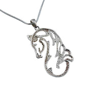 back of Outline Horse Head Pendant Necklace Sterling Silver.
