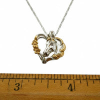 Heart of Gold Horse Pendant Necklace Sterling Silver size with ruler