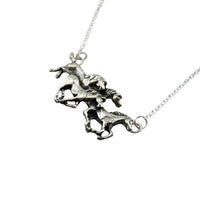 Herd of Four Horses Necklace Sterling Silver
