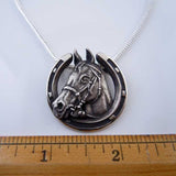 Horse Head in Horseshoe Pendant Necklace