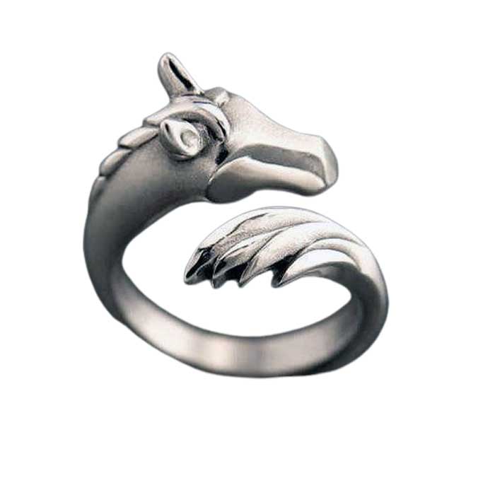 Horse Head and Tail Ring in Sterling Silver 