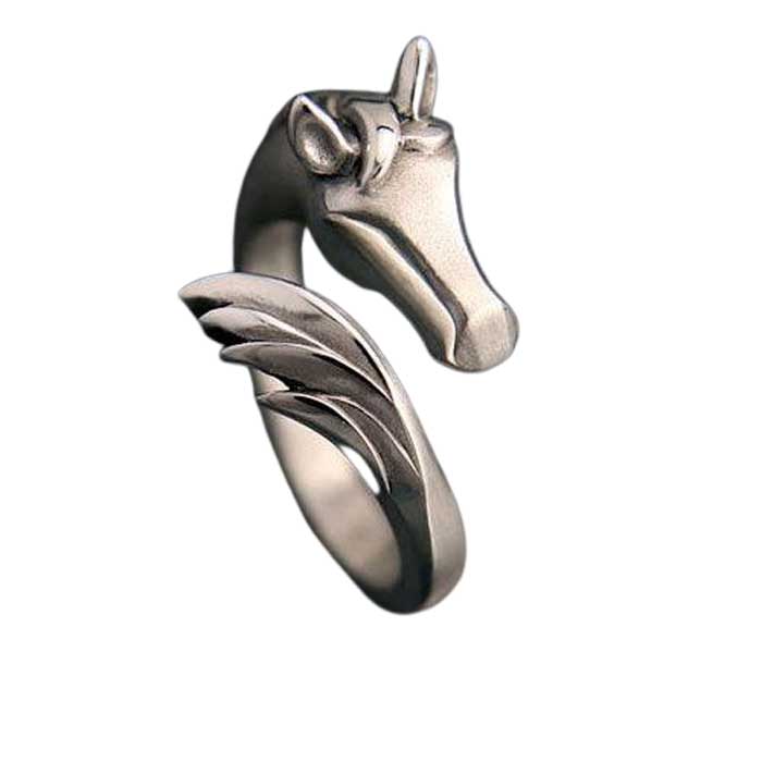 Horse Head and Tail Ring sterling silver