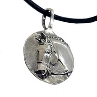 sterling silver hunter pony necklace on leather cord