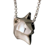 Wolf Dog Head Pendant Necklace -sterling silver 