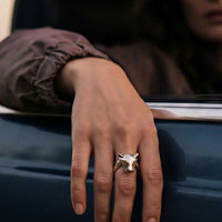 Jaguar Big Cat Ring in Sterling Silver  shown on woman hanging hand out car