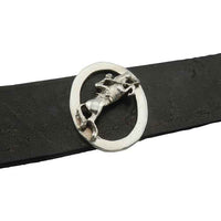Jumping Horse and Rider on Oval on Leather Bracelet