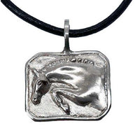 jumper horse profile necklace pendant sterling silver 