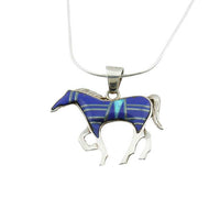 Lapis Inlay Horse Pendant Necklace 
