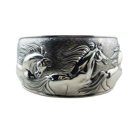 Dramatic Horse Cuff Bracelet Sterling Silver