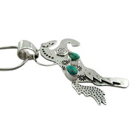 Leaping Horse with Turquoise Pendant Necklace in Sterling Silver with stars and lightning bold details showing from top