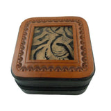 Leather Hand Tooled Jewelry Box or Case For Travel OOAK