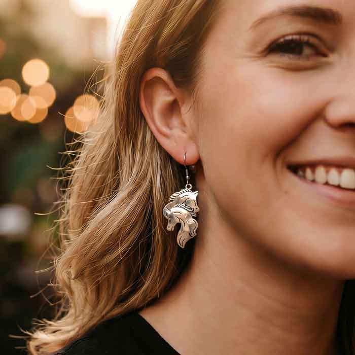 Matched Pair Horse Dangle Earrings Sterling Silver