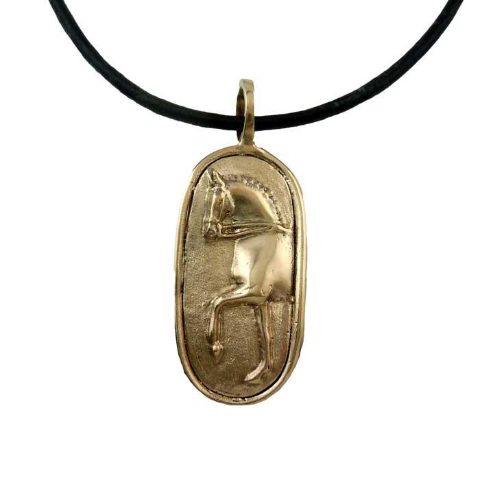oval dressage horse necklace pendant sterling silver 