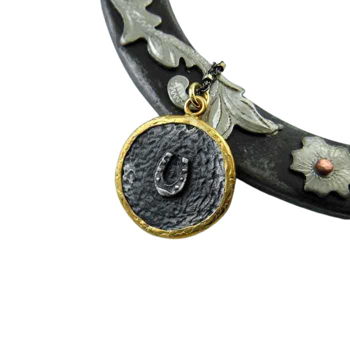 Circle of Horseshoe Luck Necklace sterling silver and vermeil