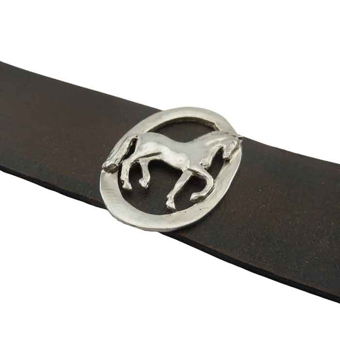 Piaffe Dressage Horse on Leather Cuff Bracelet