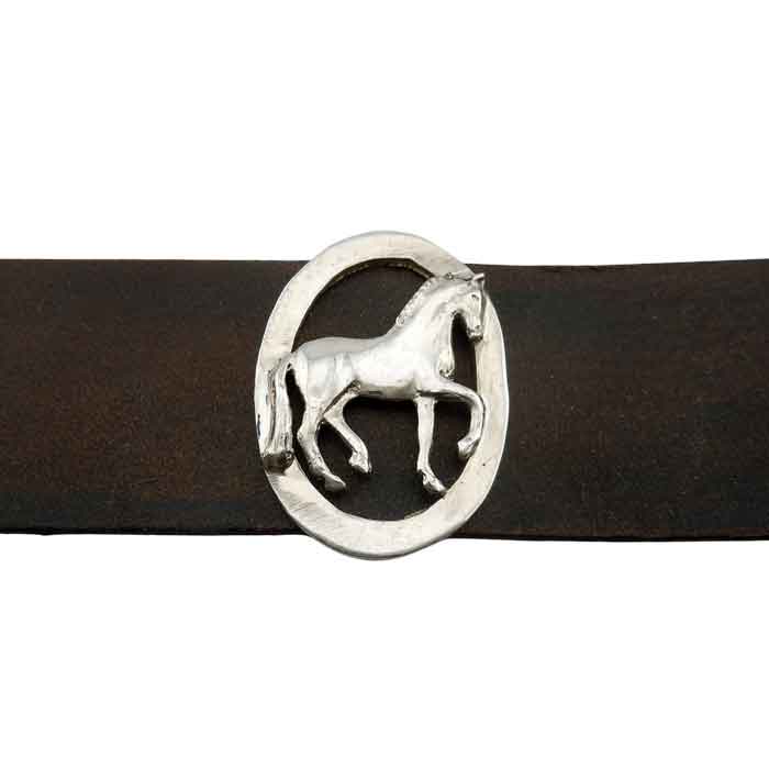 Piaffe Dressage Horse on Leather Cuff Bracelet