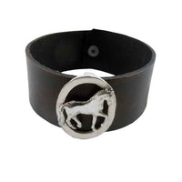 Piaffe Dressage Horse on Leather Cuff Bracelet