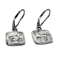 piaffe dressage horse earrings dangle lever backs square