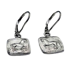 Piaffe Dressage Horse Earrings Sterling Silver Square or Rounds